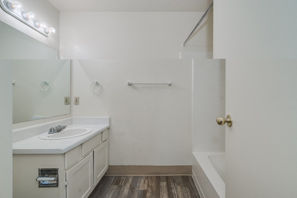 the preserve at ballantyne commons apartment bathroom with sink and tub