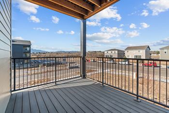 the view from the deck of a balcony