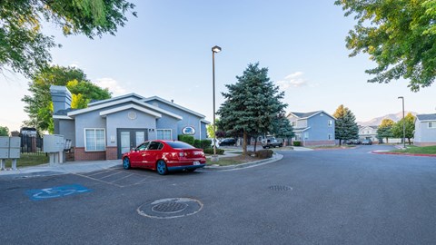 Avion Townhomes Exterior Leasing Office and Parking Lot