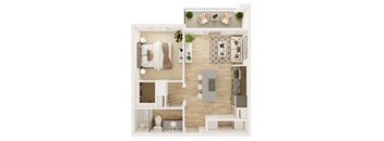 Dalton Austin Residences in Pflugerville, Texas One Bedroom Floor Plan