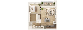 Dalton Austin Residences in Pflugerville, Texas One Bedroom Floor Plan