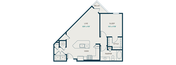 A floor plan of a house with labeled rooms such as RELAX, SLEEP, and COOK.