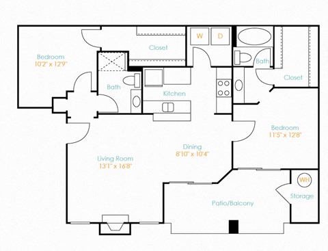 Desert Mirage 2 Bed 2 Bath A Floor Plan