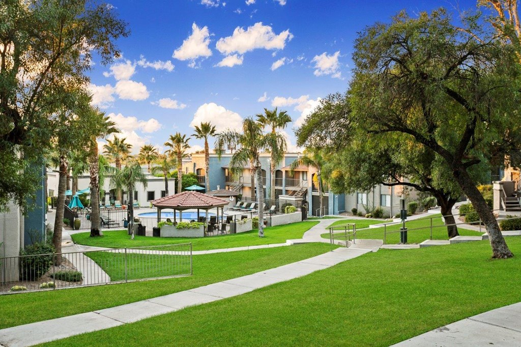 Domain 3201 Apartments Outdoor Walkways and Landscaping