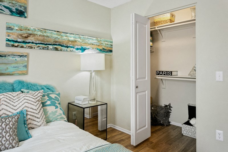 Domain 3201 Apartments Model Bedroom and Closet