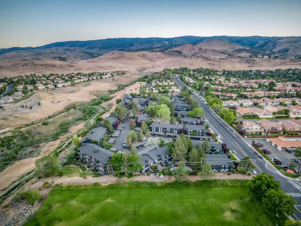 Ascent on Steamboat Apartments Drone shot of Community and Landscaping