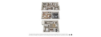 Apartment floor plans are artist's renderings and not all features are available in every apartment.