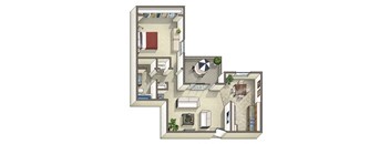 Duet Apartments in Lynnwood, Washington One Bedroom Floor Plan