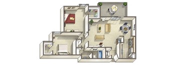 Duet Apartments in Lynnwood, Washington Two Bedroom Floor Plan