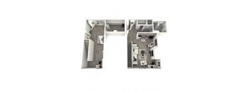 A series of images showing different angles of a modern, one bedroom apartment.
