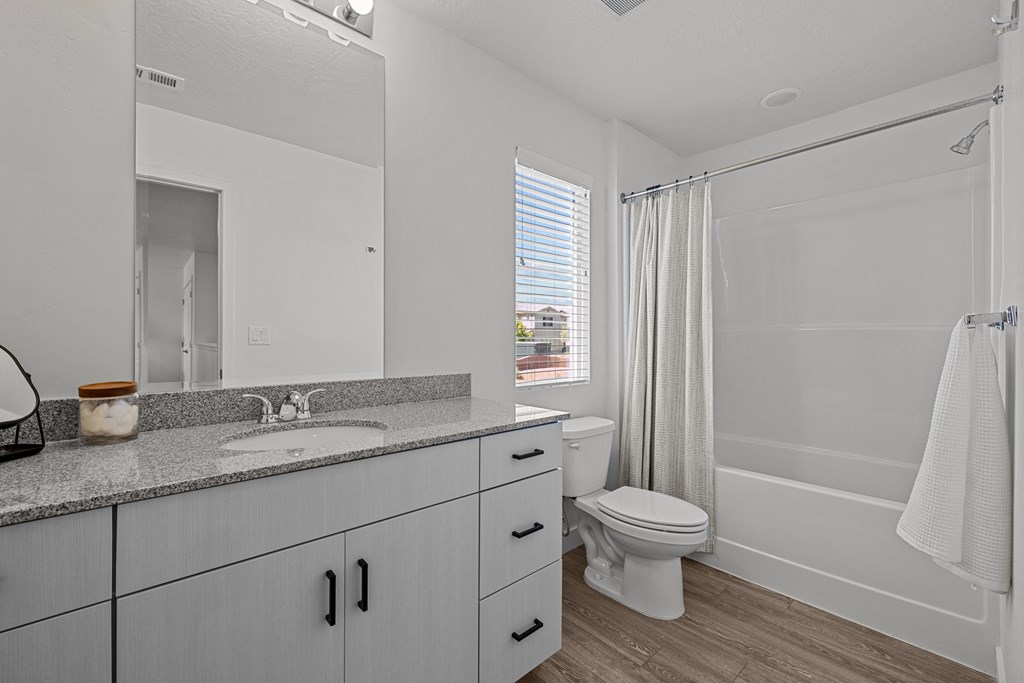 a bathroom with a sink and a toilet and a shower