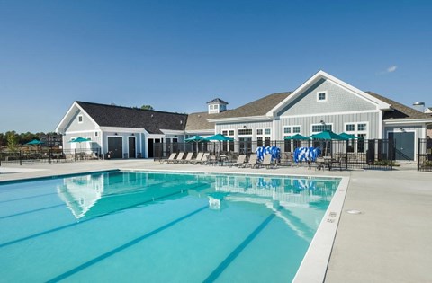 EVOLV at Stonehaven Townhomes in White Plains, Maryland Pool with Lounge Chairs