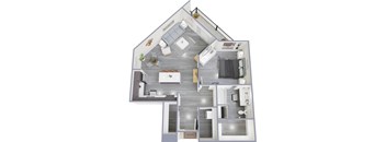 E 1Bed 1Bath Floor Plan at Rendezvous Urban Flats, Tucson, AZ, 85701