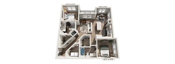 The Wrenley Apartments Charlotte, NC Two Bedroom Floor Plan B1