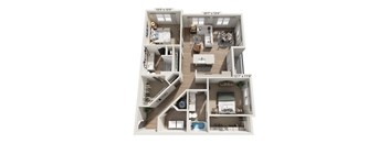 The Wrenley Apartments Charlotte, NC Two Bedroom Floor Plan B2