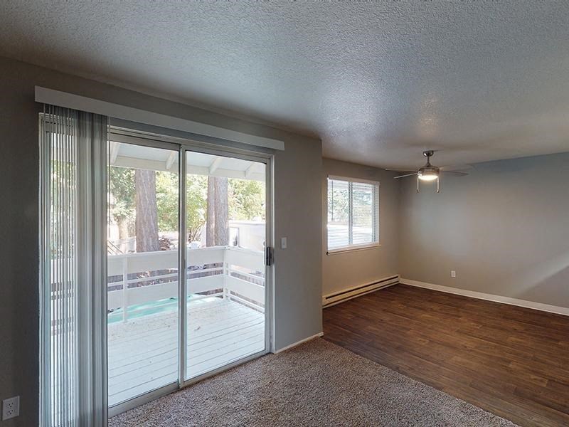 Eleven Pines Living Room and Dining Room with Private Patio