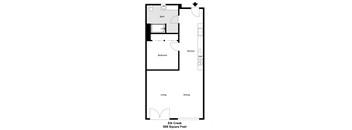 a floor plan of a small house with a kitchen and a living room
