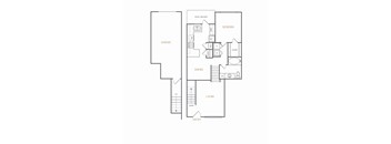 A black and white floor plan of a house with a garage, dining room, living room, and bedroom.
