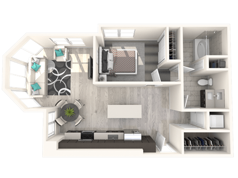 The Mercer Apartments Ellis One Bedroom One Bathroom Floor Plan