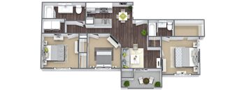 Equestrian Luxury Apartment Homes in Tucson, Arizona 3 Bed 2 Bath Floor Plan