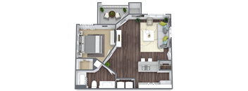 Equestrian Luxury Apartment Homes in Tucson, Arizona 1 Bed 1 Bath Floor Plan