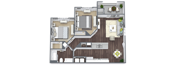 Equestrian Luxury Apartment Homes in Tucson, Arizona 2 Bed 1 Bath Floor Plan