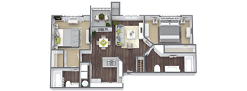 Equestrian Luxury Apartment Homes in Tucson, Arizona 2 Bed 2 Bath Floor Plan