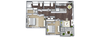 Equestrian Luxury Apartment Homes in Tucson, Arizona 2 Bed 1.5 Bath Floor Plan
