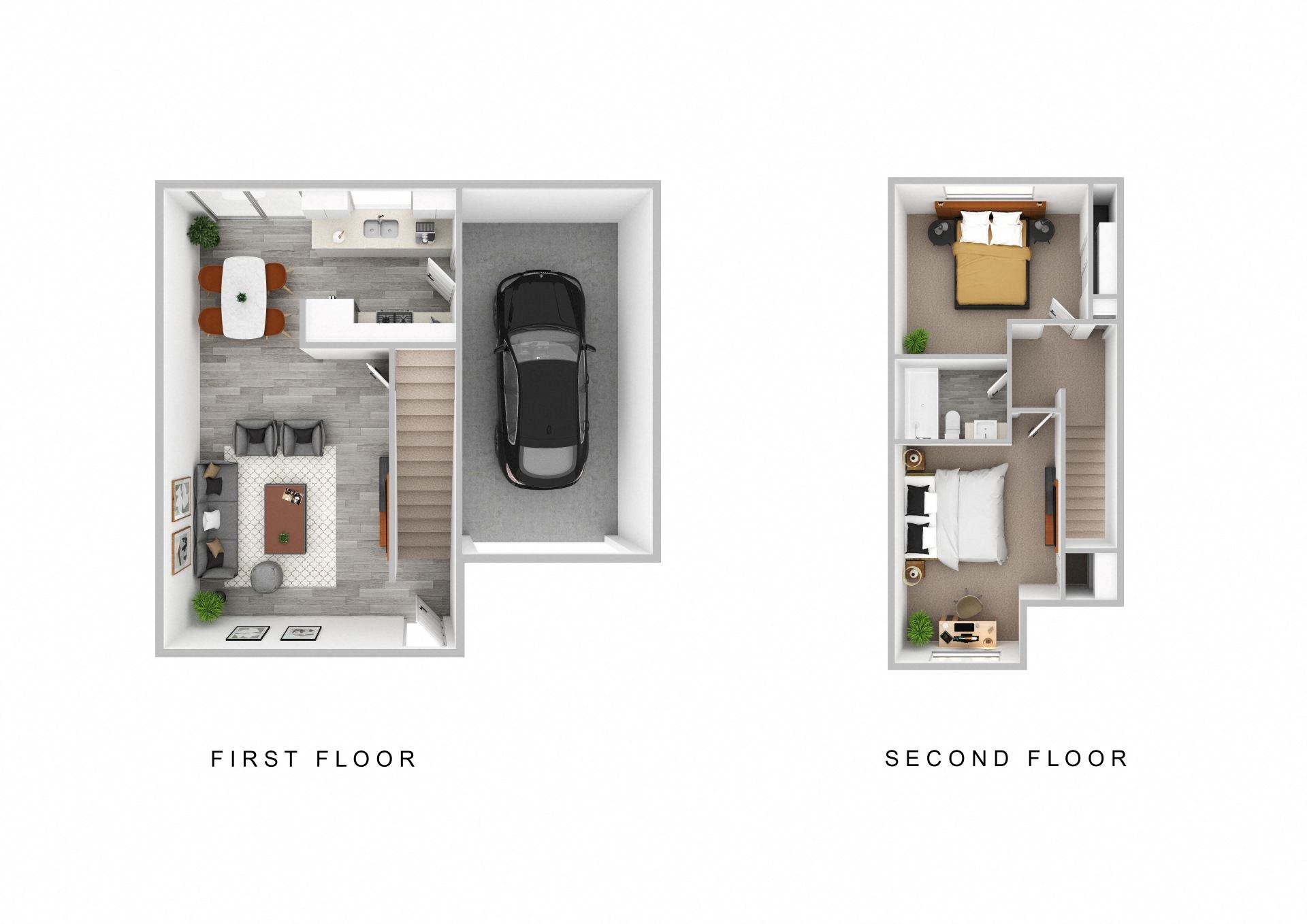 Evergreen Townhouses in Springfield, Oregon 2x1 3D Floor Plan