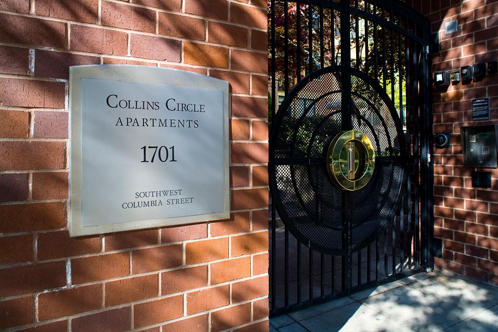 Collins Circle Apartments gated entry