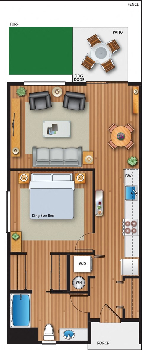 The Farmstead at Delta Ridge Apartments 1x1 Cottage A Floor Plan