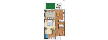 The Farmstead at Delta Ridge Apartments 1x1 Cottage B Floor Plan