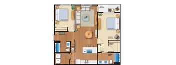 The Farmstead Apartments 2x2 Flat B Floor Plan