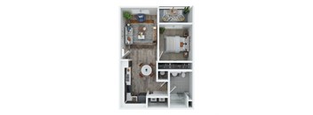 Union at Pacific Highway Apartments in Corvallis, Oregon 1x1 A Floor Plan