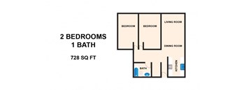 Forest Manor Apartments 2x1 A  Floor Plan