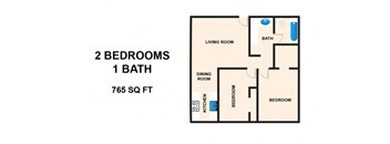 Forest Manor Apartments 2x1 B Floor Plan
