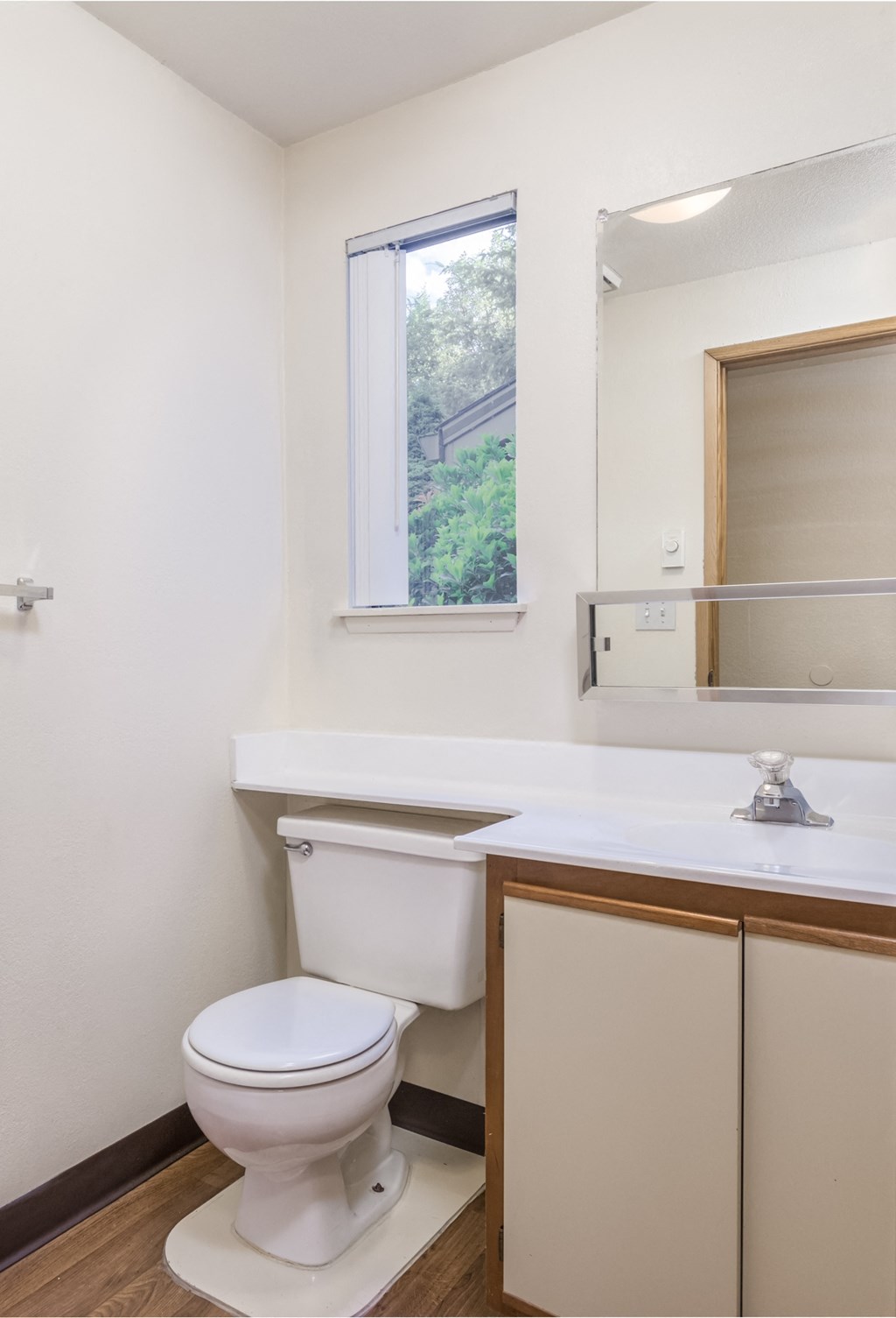 a bathroom with a toilet and a sink and a mirror