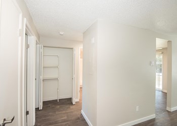 Fox Pointe Apartments Two Bedroom Model Hallway with Shelves - Photo Gallery 21