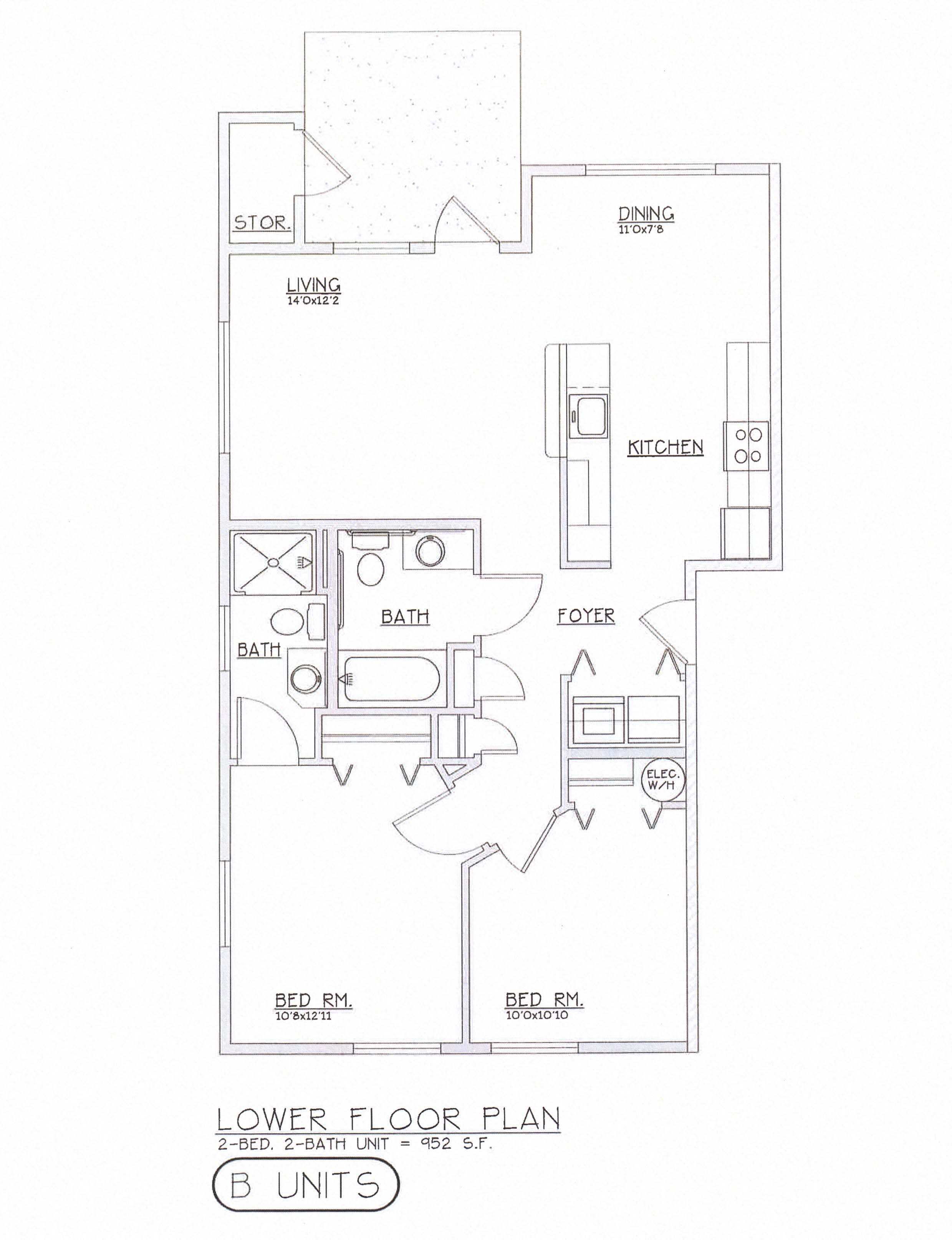 Fruitland Meadow Apartments in Salem, Oregon Two Bedroom Two Bath Floor Plan
