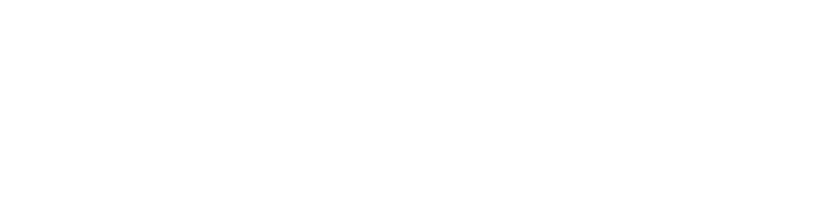 A white logo for Avenue 5 Residential.
