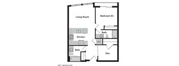 GEO Apartments 1 Bed Den A Floor Plan