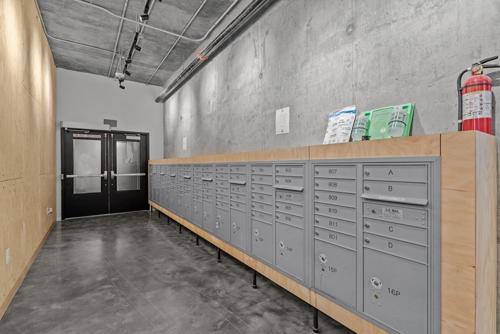 resident mailbox room at The Vanguard apartments