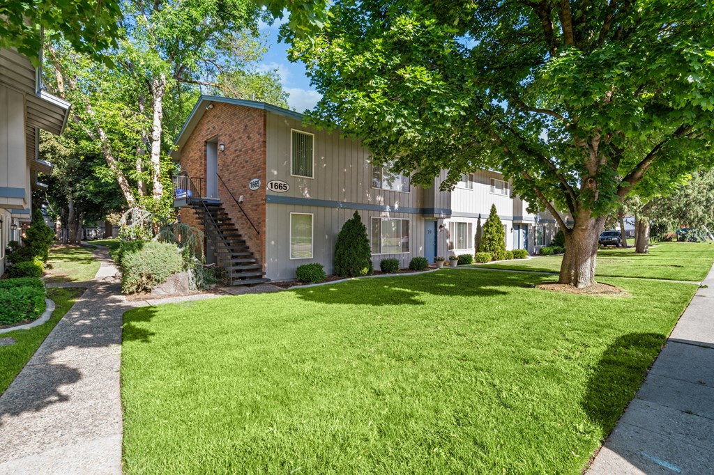 Curtis Apartments  lawn and trees