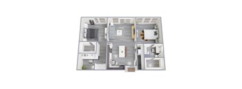G 2Bed 2Bath Floor Plan at Rendezvous Urban Flats, Tucson, Arizona