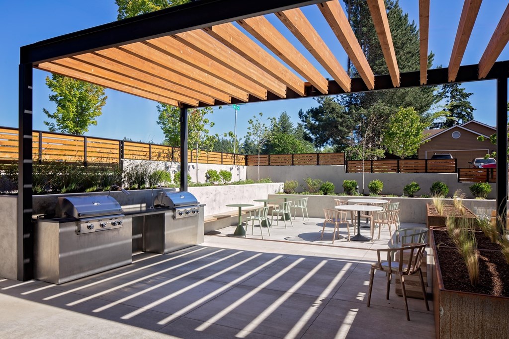 The Gabe Apartments in Portland, Oregon Patio with BBQ Grills