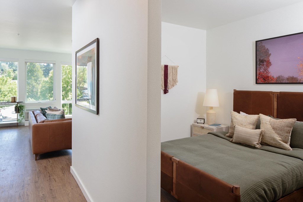 The Gabe Apartments in Portland, Oregon Model Bedroom