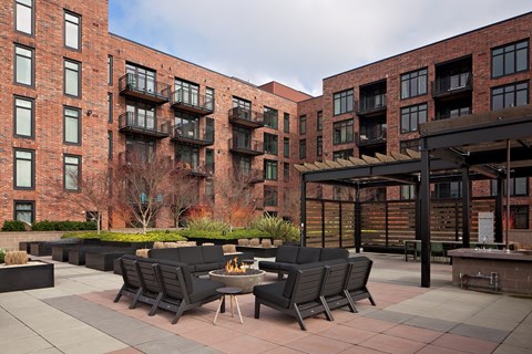 Goat Blocks in Portland, Oregon Exterior and Courtyard with Fire Pit