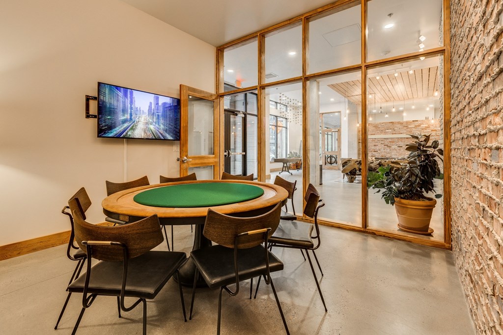 Goat Blocks in Portland, Oregon Clubhouse Lounge with Poker Table