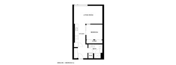 Gridline Apartments in Seattle, Washington 1x1 0.J Floor Plan