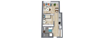 Gridline Apartments in Seattle, WA One Bedroom Floor Plan